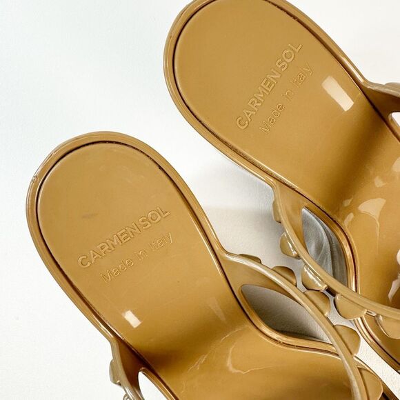 CARMEN SOL Tonino Slide Wedge Heels Size 38 US 8 Beige Platform Studded Jelly - Picture 7 of 12